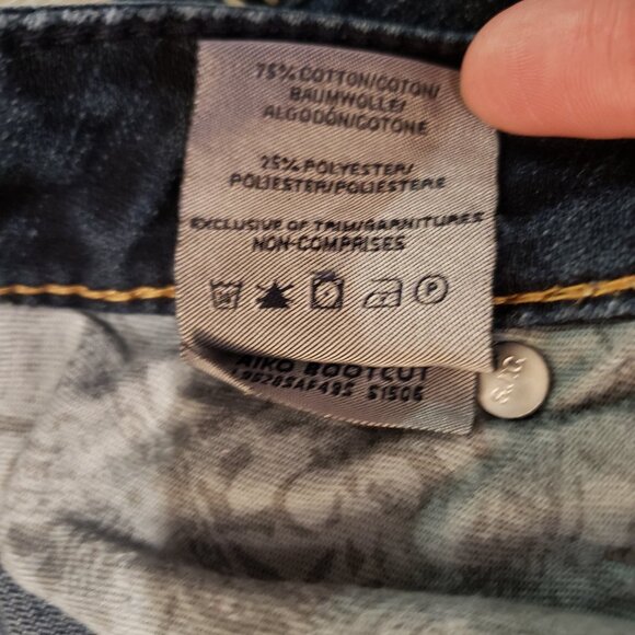 women's dark wash Silver Aiko Bootcut Jeans Sz 27 x 33, western contrast stitch - Picture 6 of 16